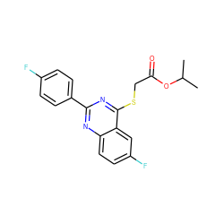 CC(C)OC(=O)CSc1nc(-c2ccc(F)cc2)nc2ccc(F)cc12 ZINC000000922163