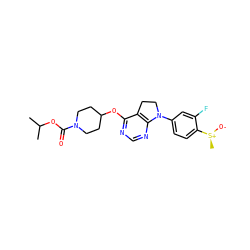 CC(C)OC(=O)N1CCC(Oc2ncnc3c2CCN3c2ccc([S@+](C)[O-])c(F)c2)CC1 ZINC000095578159