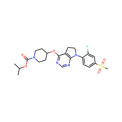CC(C)OC(=O)N1CCC(Oc2ncnc3c2CCN3c2ccc(S(C)(=O)=O)cc2F)CC1 ZINC000043177731