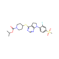 CC(C)OC(=O)N1CCC(Sc2ncnc3c2CCN3c2ccc(S(C)(=O)=O)cc2F)CC1 ZINC000088385431