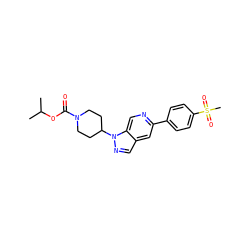 CC(C)OC(=O)N1CCC(n2ncc3cc(-c4ccc(S(C)(=O)=O)cc4)ncc32)CC1 ZINC000204226731