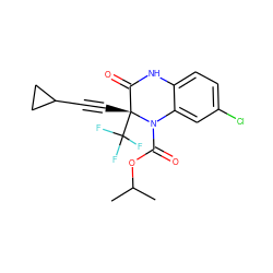 CC(C)OC(=O)N1c2cc(Cl)ccc2NC(=O)[C@@]1(C#CC1CC1)C(F)(F)F ZINC000014943961