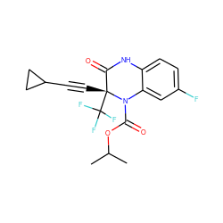 CC(C)OC(=O)N1c2cc(F)ccc2NC(=O)[C@@]1(C#CC1CC1)C(F)(F)F ZINC000014943974