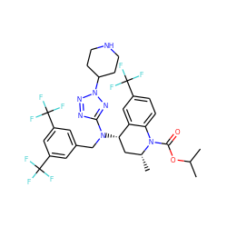CC(C)OC(=O)N1c2ccc(C(F)(F)F)cc2[C@@H](N(Cc2cc(C(F)(F)F)cc(C(F)(F)F)c2)c2nnn(C3CCNCC3)n2)C[C@H]1C ZINC000084757441