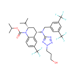 CC(C)OC(=O)N1c2ccc(C(F)(F)F)cc2[C@@H](N(Cc2cc(C(F)(F)F)cc(C(F)(F)F)c2)c2nnn(CCCO)n2)C[C@H]1C(C)C ZINC000084758588