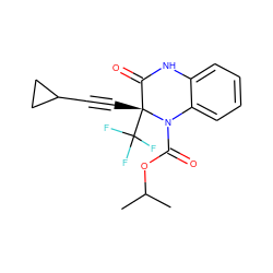 CC(C)OC(=O)N1c2ccccc2NC(=O)[C@@]1(C#CC1CC1)C(F)(F)F ZINC000014943943