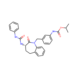 CC(C)OC(=O)Nc1cccc(CN2C(=O)[C@@H](NC(=O)Nc3ccccc3)CCc3ccccc32)c1 ZINC000013798688