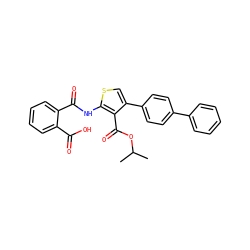 CC(C)OC(=O)c1c(-c2ccc(-c3ccccc3)cc2)csc1NC(=O)c1ccccc1C(=O)O ZINC000045355194