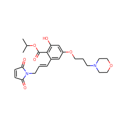 CC(C)OC(=O)c1c(O)cc(OCCCN2CCOCC2)cc1/C=C/CN1C(=O)C=CC1=O ZINC000299837058