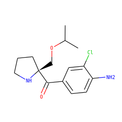 CC(C)OC[C@]1(C(=O)c2ccc(N)c(Cl)c2)CCCN1 ZINC000058583805