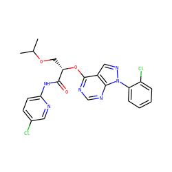 CC(C)OC[C@H](Oc1ncnc2c1cnn2-c1ccccc1Cl)C(=O)Nc1ccc(Cl)cn1 ZINC000068198686