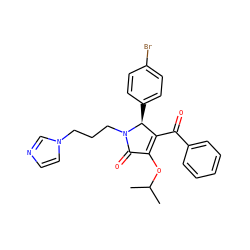 CC(C)OC1=C(C(=O)c2ccccc2)[C@H](c2ccc(Br)cc2)N(CCCn2ccnc2)C1=O ZINC000095579307