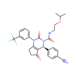 CC(C)OCCNC(=O)N1C(=O)N(c2cccc(C(F)(F)F)c2)C2=C(C(=O)CC2)[C@@H]1c1ccc(C#N)cc1 ZINC001772638986