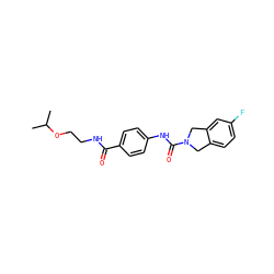 CC(C)OCCNC(=O)c1ccc(NC(=O)N2Cc3ccc(F)cc3C2)cc1 ZINC000165902144
