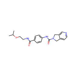 CC(C)OCCNC(=O)c1ccc(NC(=O)N2Cc3ccncc3C2)cc1 ZINC000166135623