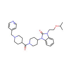 CC(C)OCCn1c(=O)n(C2CCN(C(=O)C3CCN(Cc4ccncc4)CC3)CC2)c2ccccc21 ZINC000058592859