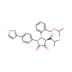 CC(C)OCc1ccccc1[C@@H]1[C@@H](C(=O)C(C)C)C(=O)C(=O)N1c1ccc(-c2ccon2)cc1 ZINC000169696559