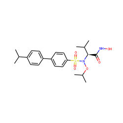 CC(C)ON([C@H](C(=O)NO)C(C)C)S(=O)(=O)c1ccc(-c2ccc(C(C)C)cc2)cc1 ZINC000043075517