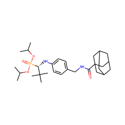 CC(C)OP(=O)(OC(C)C)[C@H](Nc1ccc(CNC(=O)C23CC4CC(CC(C4)C2)C3)cc1)C(C)(C)C ZINC000198523341