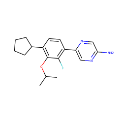 CC(C)Oc1c(C2CCCC2)ccc(-c2cnc(N)cn2)c1F ZINC000224548516