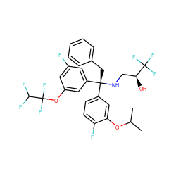 CC(C)Oc1cc([C@@](Cc2ccccc2)(NC[C@H](O)C(F)(F)F)c2cc(F)cc(OC(F)(F)C(F)F)c2)ccc1F ZINC000114529686