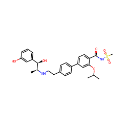 CC(C)Oc1cc(-c2ccc(CCN[C@@H](C)[C@H](O)c3cccc(O)c3)cc2)ccc1C(=O)NS(C)(=O)=O ZINC000042989853