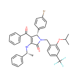 CC(C)Oc1cc(C(F)(F)F)ccc1CN1C(=O)C(N[C@H](C)c2ccccc2)=C(C(=O)c2ccccc2)[C@@H]1c1ccc(Br)cc1 ZINC000169349430