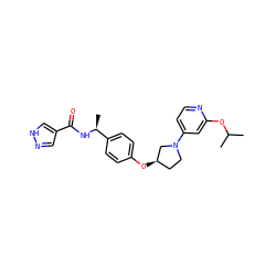 CC(C)Oc1cc(N2CC[C@@H](Oc3ccc([C@H](C)NC(=O)c4cn[nH]c4)cc3)C2)ccn1 ZINC000231377739