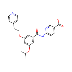 CC(C)Oc1cc(OCCc2ccncc2)cc(C(=O)Nc2ccc(C(=O)O)cn2)c1 ZINC000028523516
