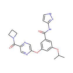 CC(C)Oc1cc(Oc2cnc(C(=O)N3CCC3)cn2)cc(C(=O)Nc2cc[nH]n2)c1 ZINC000116014014
