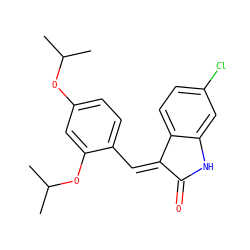 CC(C)Oc1ccc(/C=C2/C(=O)Nc3cc(Cl)ccc32)c(OC(C)C)c1 ZINC000169346121