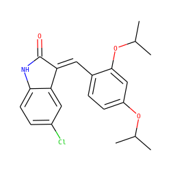 CC(C)Oc1ccc(/C=C2/C(=O)Nc3ccc(Cl)cc32)c(OC(C)C)c1 ZINC000169346118