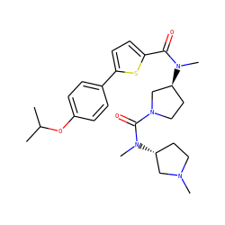 CC(C)Oc1ccc(-c2ccc(C(=O)N(C)[C@H]3CCN(C(=O)N(C)[C@@H]4CCN(C)C4)C3)s2)cc1 ZINC000028458421