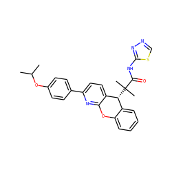 CC(C)Oc1ccc(-c2ccc3c(n2)Oc2ccccc2[C@H]3C(C)(C)C(=O)Nc2nncs2)cc1 ZINC000073139670