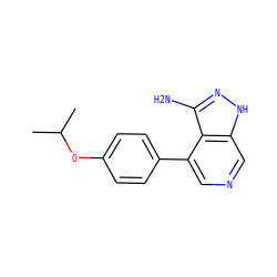 CC(C)Oc1ccc(-c2cncc3[nH]nc(N)c23)cc1 ZINC000204812305
