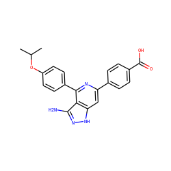 CC(C)Oc1ccc(-c2nc(-c3ccc(C(=O)O)cc3)cc3[nH]nc(N)c23)cc1 ZINC000204818120