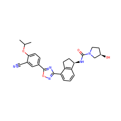 CC(C)Oc1ccc(-c2nc(-c3cccc4c3CC[C@H]4NC(=O)N3CC[C@@H](O)C3)no2)cc1C#N ZINC000202713527