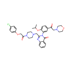 CC(C)Oc1ccc(C(=O)CN2CCOCC2)cc1-n1c(CN2CCN(C(=O)COc3ccc(Cl)cc3)CC2)nc2ccccc2c1=O ZINC000473150815