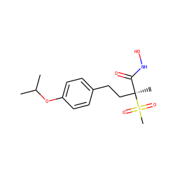 CC(C)Oc1ccc(CC[C@@](C)(C(=O)NO)S(C)(=O)=O)cc1 ZINC000169686496