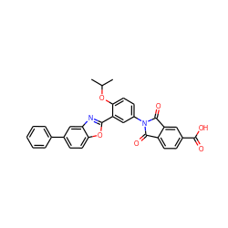 CC(C)Oc1ccc(N2C(=O)c3ccc(C(=O)O)cc3C2=O)cc1-c1nc2cc(-c3ccccc3)ccc2o1 ZINC000026974791
