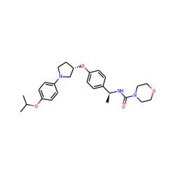 CC(C)Oc1ccc(N2CC[C@H](Oc3ccc([C@H](C)NC(=O)N4CCOCC4)cc3)C2)cc1 ZINC001772592744