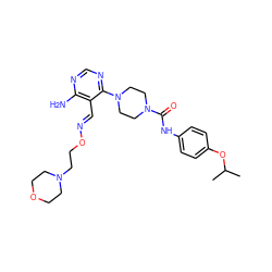 CC(C)Oc1ccc(NC(=O)N2CCN(c3ncnc(N)c3/C=N/OCCN3CCOCC3)CC2)cc1 ZINC000028824258