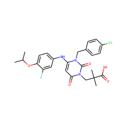 CC(C)Oc1ccc(Nc2cc(=O)n(CC(C)(C)C(=O)O)c(=O)n2Cc2ccc(Cl)cc2)cc1F ZINC000200068409