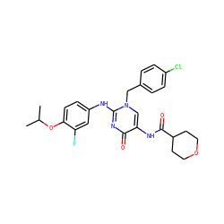 CC(C)Oc1ccc(Nc2nc(=O)c(NC(=O)C3CCOCC3)cn2Cc2ccc(Cl)cc2)cc1F ZINC000204099304