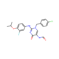 CC(C)Oc1ccc(Nc2nc(=O)c(NC=O)cn2Cc2ccc(Cl)cc2)cc1F ZINC000219857833