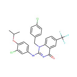 CC(C)Oc1ccc(Nc2nc(=O)c3cc(C(F)(F)F)ccc3n2Cc2ccc(Cl)cc2)cc1Cl ZINC000204097975