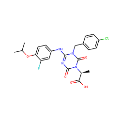 CC(C)Oc1ccc(Nc2nc(=O)n([C@@H](C)C(=O)O)c(=O)n2Cc2ccc(Cl)cc2)cc1F ZINC000200517201
