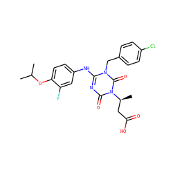 CC(C)Oc1ccc(Nc2nc(=O)n([C@@H](C)CC(=O)O)c(=O)n2Cc2ccc(Cl)cc2)cc1F ZINC000200527740