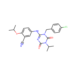 CC(C)Oc1ccc(Nc2nc(=O)n(C(C)C)c(=O)n2Cc2ccc(Cl)cc2)cc1C#N ZINC000200504908