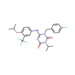 CC(C)Oc1ccc(Nc2nc(=O)n(C(C)C)c(=O)n2Cc2ccc(F)cc2)cc1C(F)(F)F ZINC000200519071